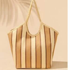 Capri Tote Tan Woven Paper Straw Beach Tote
